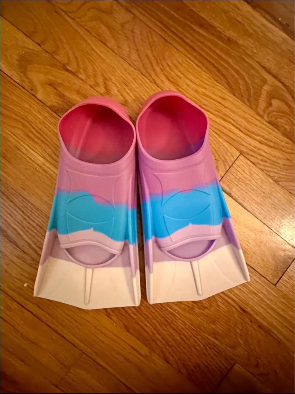 Kids Swim Fins in Pink, Blue & White - Comfortable Training Flippers